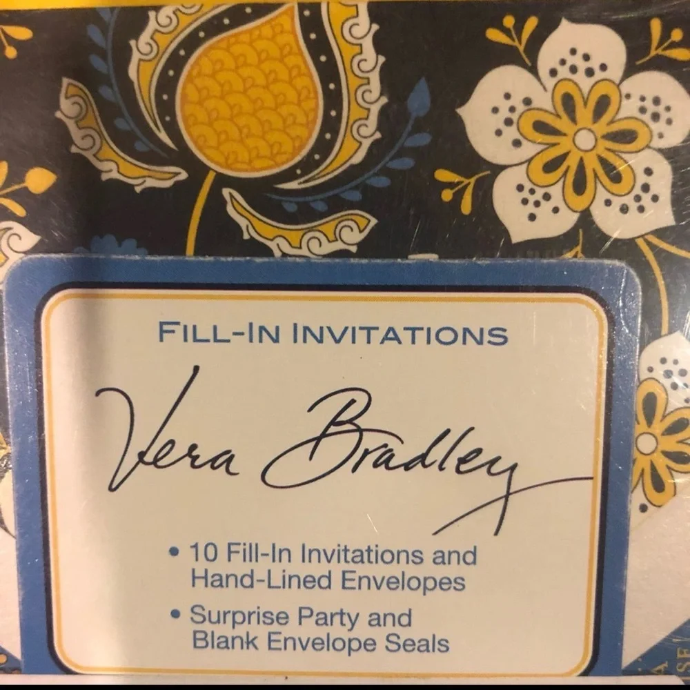 Vera Bradley Yellow & Navy Floral Fill-In Invitations surprise